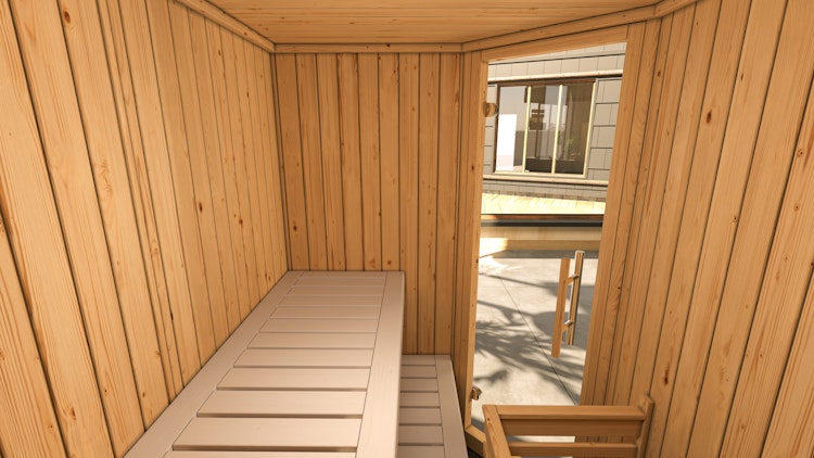 Weka Elementsauna Varberg 1 Trend mit Eckeinstieg & weiß lasierten Fronten - 68 mm