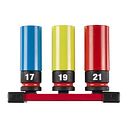 Vorschaubild Milwaukee SHOCKWAVE 1/2" Schlagnuss Automotive 3-teilig (17, 19, 21 mm) auf Schiene 4932493370