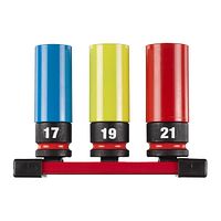 Milwaukee SHOCKWAVE 1/2" Schlagnuss Automotive 3-teilig (17, 19, 21 mm) auf Schiene 4932493370