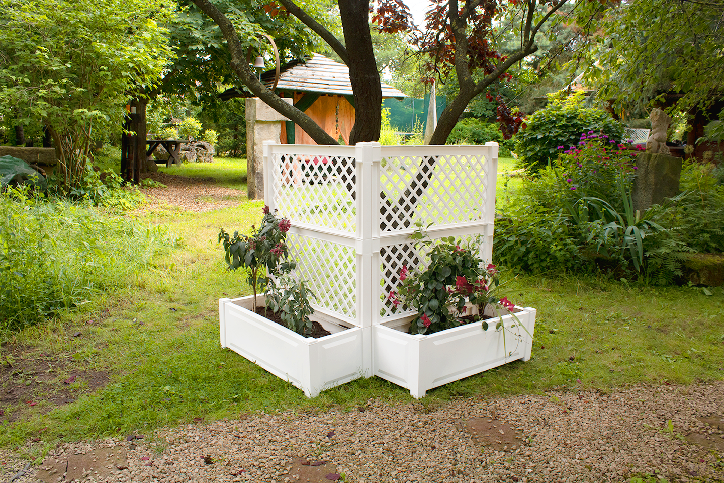 KHW Pflanzkasten groß mit Spalier 100 cm (2-tlg.) 2er Set weiß