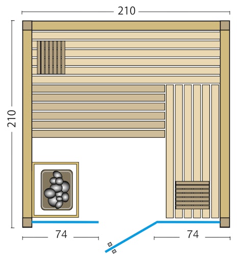 Infraworld Sauna Gracil 210 - 75 mm Elementsauna inkl. 5-teiligem gratis Zubehörset