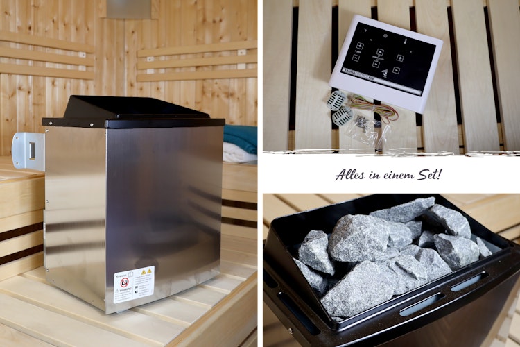 Karibu 9 kW Saunaofen finnisch anthrazit inkl. Steuergerät EASY weiß - Sparset