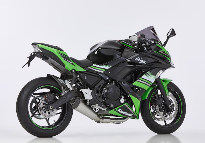 SHARK KOMPLETTANLAGE Edelstahl gebürstet/Carbon silber DSX-7 für KAWASAKI Ninja 650,Z650,Z650 RS EURO5+  