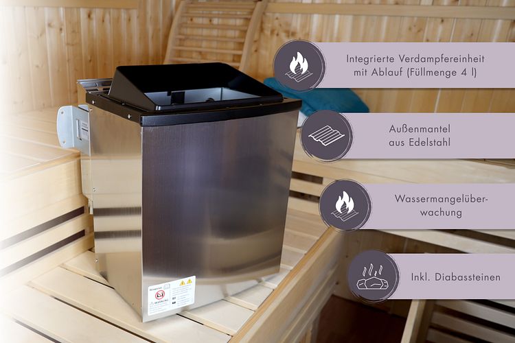 Karibu 9 kW Bio-Kombiofen Saunaofen anthrazit inkl. Steuergerät EASY weiß - Sparset