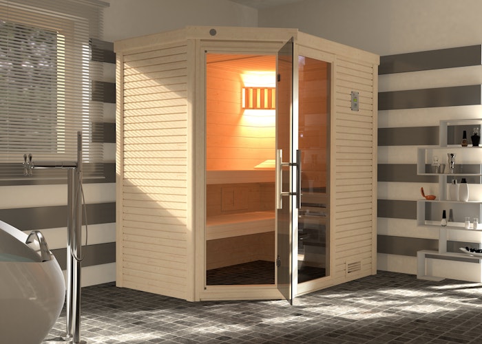 Weka Premium Massivholzsauna Cubilis 1 mit Glastür+Fenster - ohne Montageservice - 45 mm