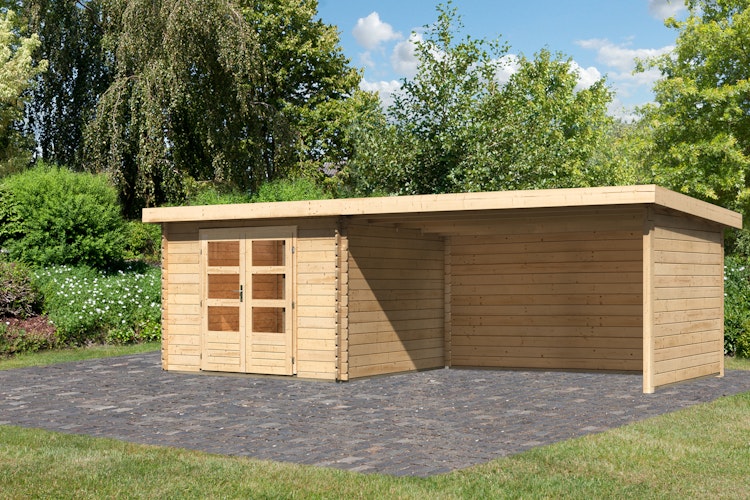 Karibu Woodfeeling Gartenhaus Bastrup 5 naturbelassen - 28 mm