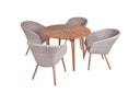 Vorschaubild Garden Pleasure Gartenmöbel Set FREMONT / VISALIA, Tisch Ø 110 + 4 Sessel, Akazie / Polyrattan Muskatnuss / Kissen 100 % Polyester Taupe