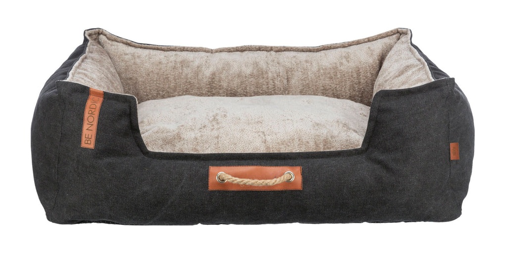 TRIXIE BE NORDIC Bett Föhr, eckig, 80 × 60 cm, schwarz/sand