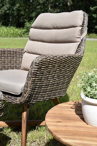 Garden Pleasure Lounger-Set CALVIA, Polyrattan / Akazie / Kissen 100 % Polyester
