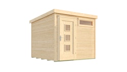 Weka Gartenhaus Designhaus wekaLine 171 mit extra hoher Tür - 28 mm naturbelassen 235 x 240 cm (Gr. 1) - 50 % Rabatt auf Dacheindeckung