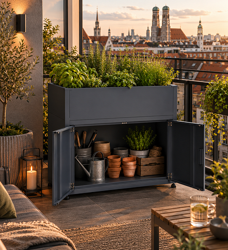 KGT Hochbeet UrbanGrow M-Space inkl. Stauraum - B 101 x T 51 x H 86 cm