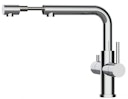 Vorschaubild 4 Wege Wasserhahn Küchenarmatur, Edelstahl Massiv mit schwenkbarem L-Auslauf und herausziehbarer Brause, Hochglanz