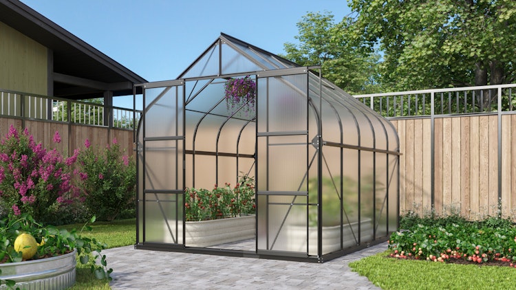 Vitavia Gewächshaus Dione/Diana 8300 inkl. 2 Dachfenster und Stahlfundamentrahmen - 8,3 m²
