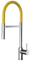 Vorschaubild Wasserhahn Küchenarmatur, SAM, mit 360° schwenkbarem Auslauf, abnehmbare 2 strahl Handbrause, Verchromt / Gelb