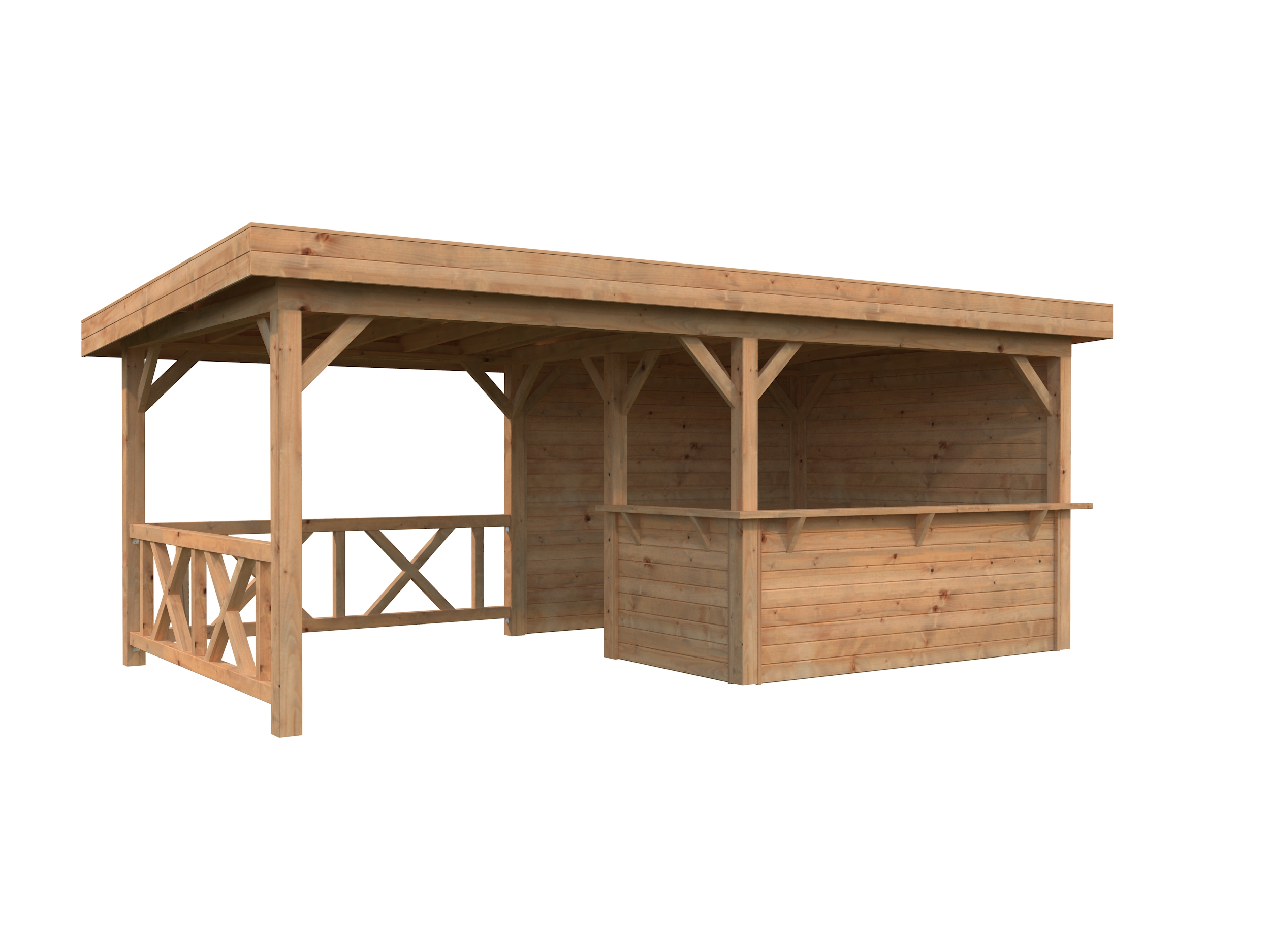 Thumbnail - Palmako Carport/Pavillon Connect Lenna 16,6 m² Set 310 hellbraun tauchgrundiert