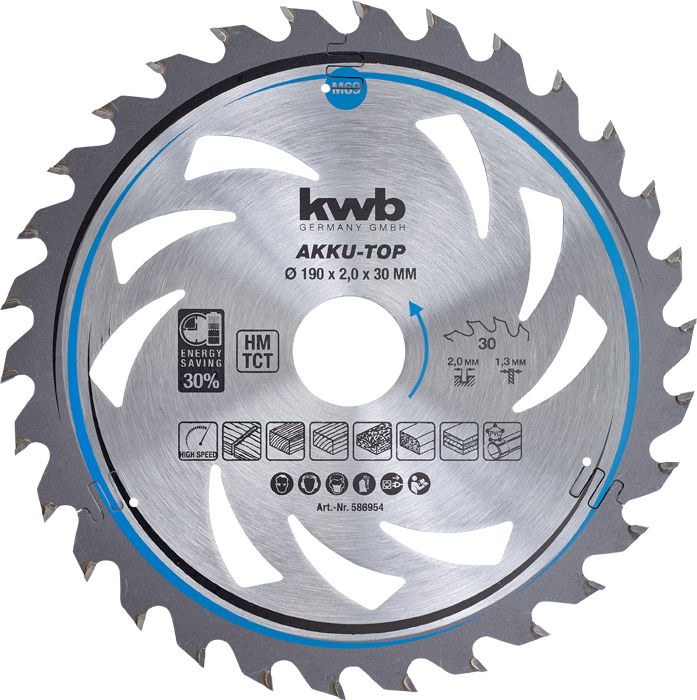 kwb Akku Top Sägebl HM Mit-Dü 190x30 Z30 586954