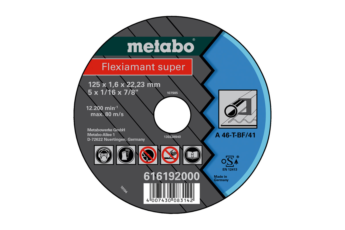 Metabo Flexiarapid super 125x1,6x22,23 StahlTrennscheibegerade Ausführung