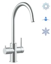 Vorschaubild 5 Wege Wasserhahn Küchenarmatur, Edelstahl Massiv mit 360° schwenkbarem U-Auslauf, Gebürstet