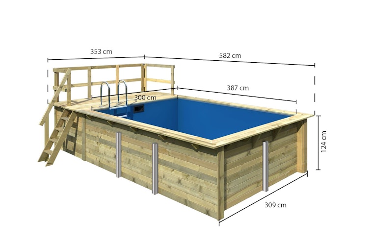 Karibu Rechteck Pool Gr. 2 - 350 x 440 cm - kesseldruckimprägniert