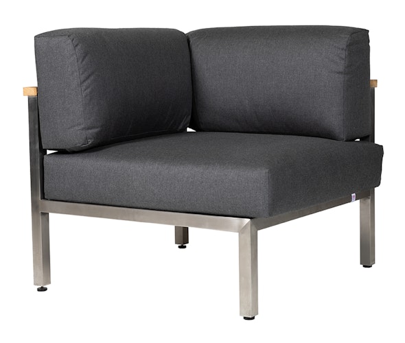 Diamond Garden Lounge-Set GOMERA Sun & Rain, Edelstahl / Teak /Tuvatextil (100 % Polyacryl) Schwarz/Silber