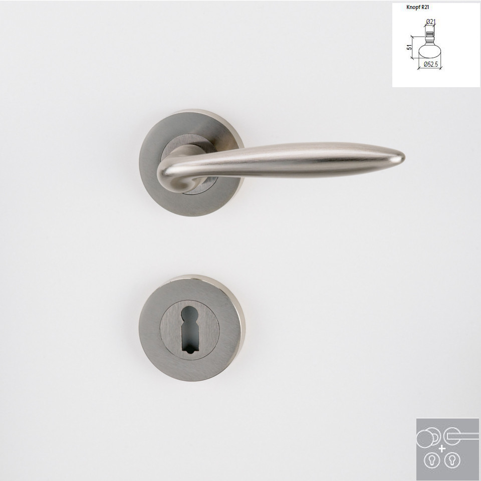 Griffwerk Wechselgarnitur ALINA nickelmatt - Links