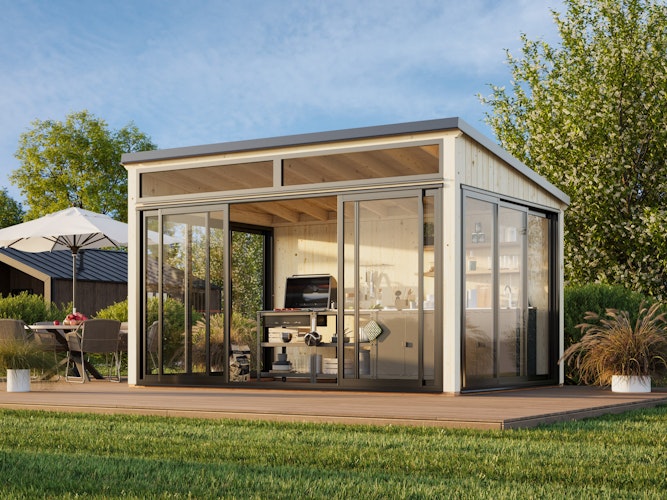 Palmako Glashaus Saga 11,6 m² Slide (Wintergartenanbau inkl. Rückwand)