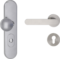 Griffwerk TITANO Kombi SB_882 ES1 (S2) -Edelstahl matt Kombi-Schutzbeschlag -Knopf/Drücker -mit Griff AVUS -SG -rund -L -ZA, 72mm -TS 38-50