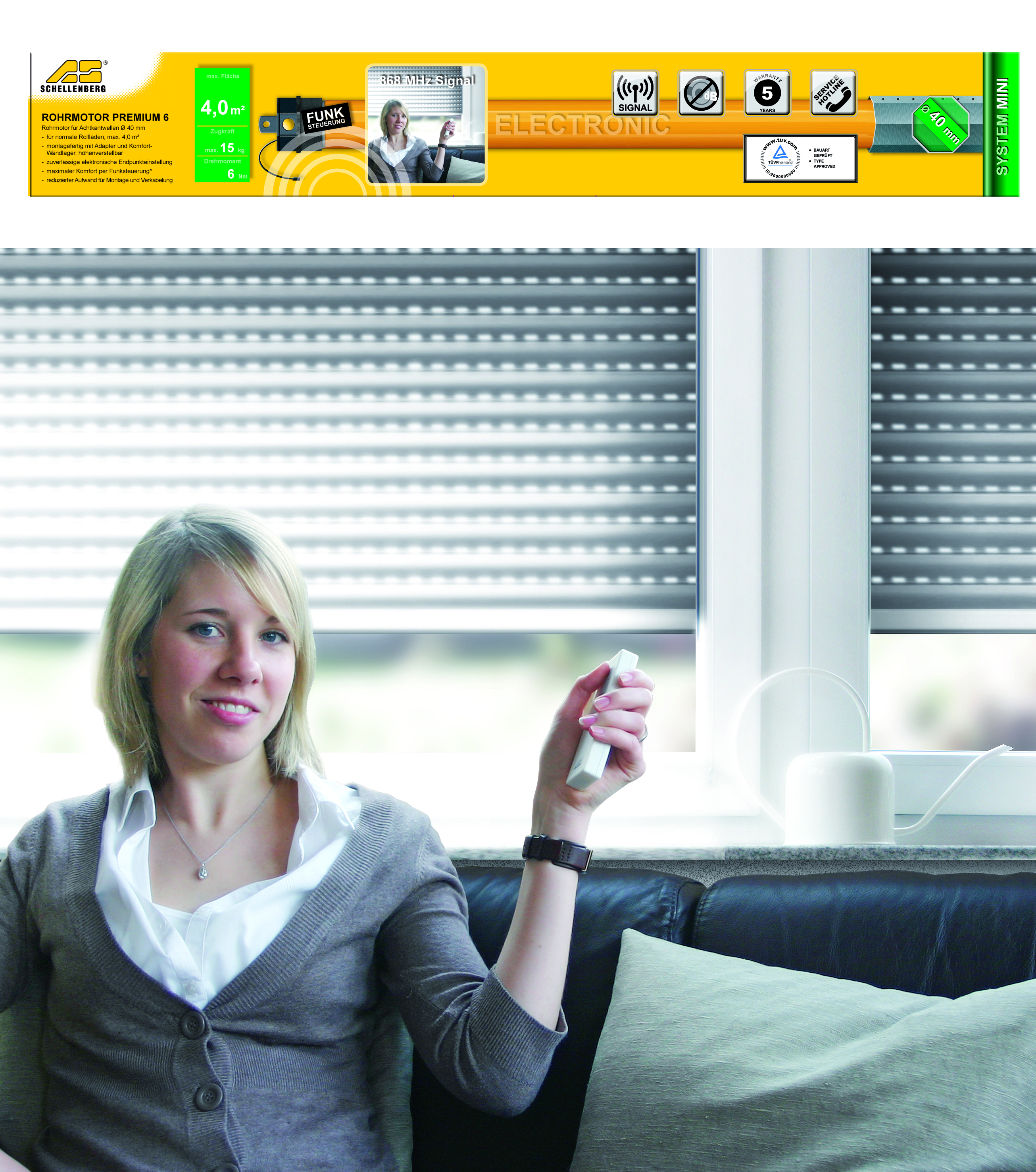 Schellenberg Rohrmotor Mini PREMIUM 6Nm