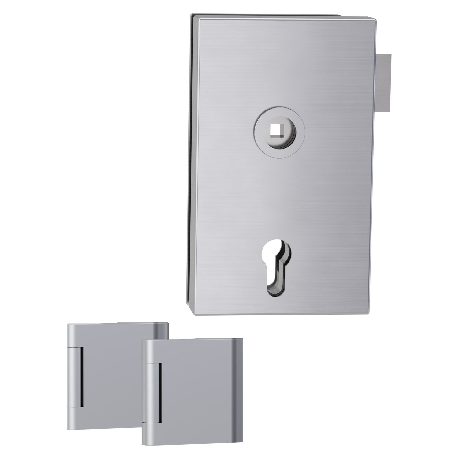 Griffwerk QUATTRO 1.0 -Edelstahl matt Ganzglastürbeschlagset links -3-teiliger Bandsatz -ohne Griff -PZ