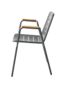 Cinas Balkon-Set ELLEN / PARC, Kaffeetisch Ø 80 cm + 2 Sessel, Aluminium Anthrazit / Teak