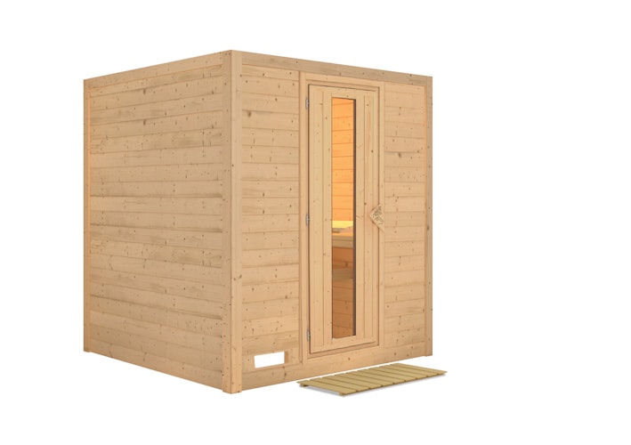 Karibu Sauna Mojave - Massivholzsauna mit Fronteinstieg 38 mm inkl. gratis Sauna-Zubehörset im Wert von 234,94 €