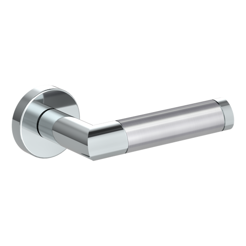 Griffwerk CHRISTINA Klipptechnik -Edelstahl poliert/matt Rosettengarnitur -Klippt. -OS -Griffpaar mit Drückerrosetten -TS 40-45mm