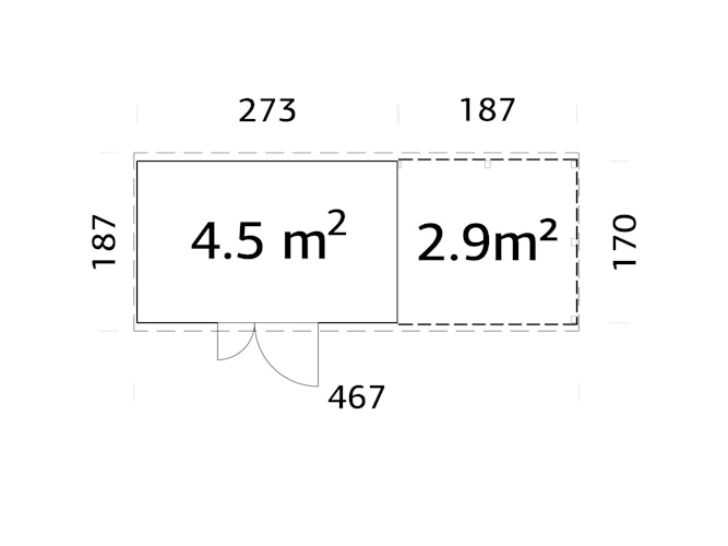Palmako Gerätehaus Leif 4,5 m² + 2,9 m² Anbau - 16 mm
