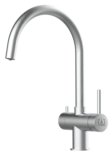 3 Wege Wasserhahn Küchenarmatur, Edelstahl Massiv mit 360° schwenkbarem U-Auslauf, Gebürstet