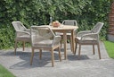 Vorschaubild Garden Pleasure Gartenmöbel Set ARVADA / POMONA, Tisch Ø 110 + 4 Sessel, Akazie / Rope / Kissen 100 % Polyester