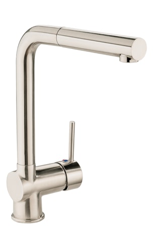 Sanitop Design Einhandmischer BONOLA -Geschirrbrause- edelstahl