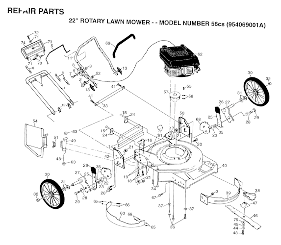 Husqvarna Rasenmäher gelegentliche Nutzung 56 CS, 954069001A, 532702510, 1994-07