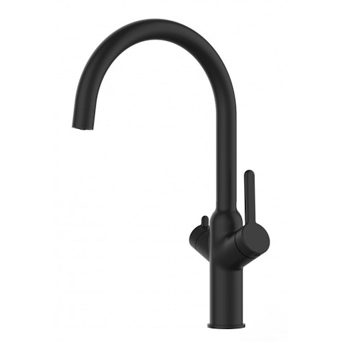 4 Wege Wasserhahn Küchenarmatur, BOD, mit 360° schwenkbarem U-Auslauf, Schwarz Matt