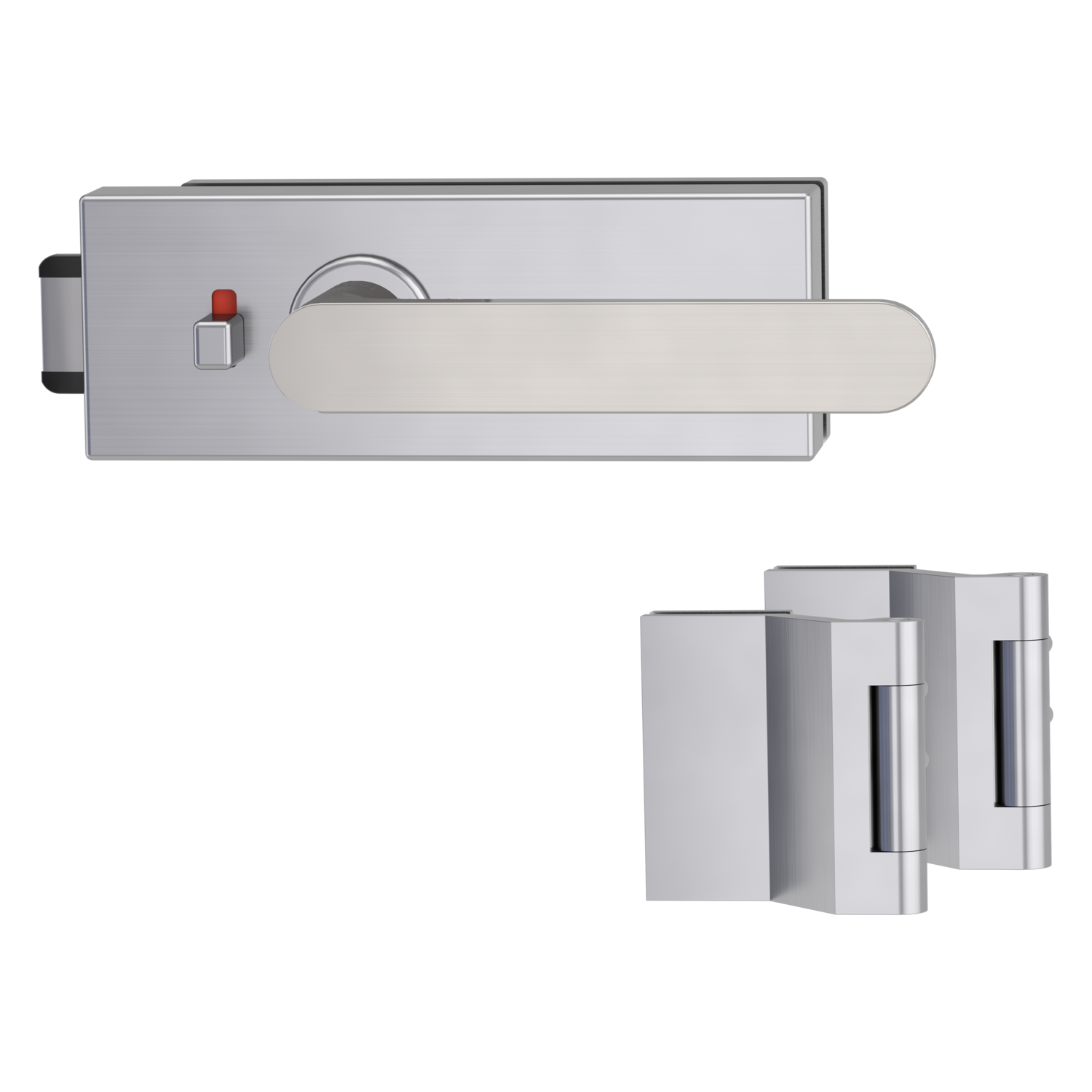 Griffwerk PURISTO S -Edelstahl matt Ganzglastürbeschlagset -3-teiliger Bandsatz -mit AVUS -SG -smart2lock