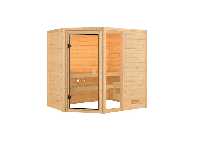 Karibu Woodfeeling Sauna Jada - 38 mm Massivholz Aktionssauna inkl. gratis Sauna-Zubehörset im Wert von 234,94 €