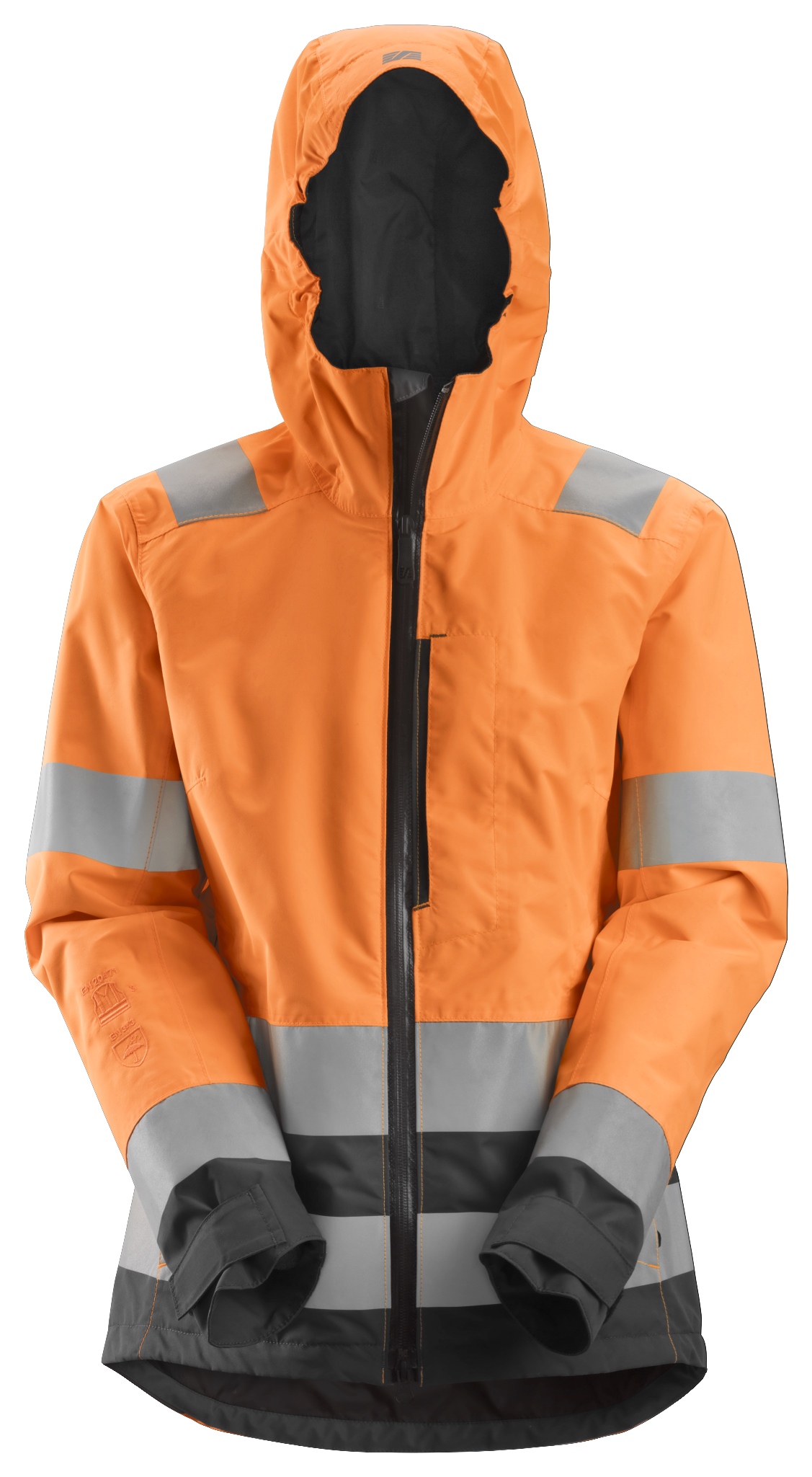 Snickers AllroundWork, Wasserdichte High-Vis-Softshell-Jacke für Damen, Warnschutzklasse 2/3 8 signalgelb-stahlgrau