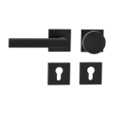 Vorschaubild Griffwerk Wechselgarnitur TRI 134 Schraubtechnik GK3 Rosetten eckig Knopf R2 Graphitschwarz L