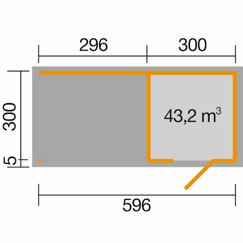 Weka Designhaus 413 B 45 mm inkl. 300 cm Anbau