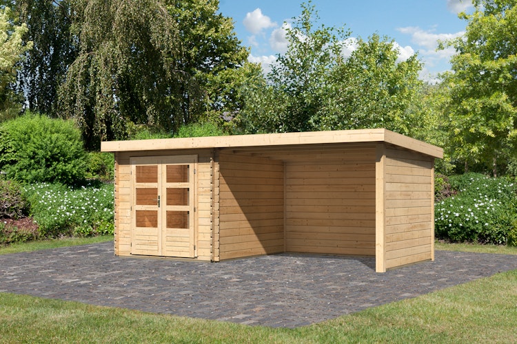 Karibu Woodfeeling Gartenhaus Bastrup 4 naturbelassen - 28 mm