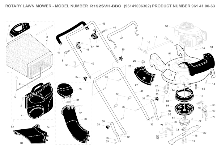 Husqvarna Rasenmäher gelegentliche Nutzung 96141006302 R 152SV-BBC
