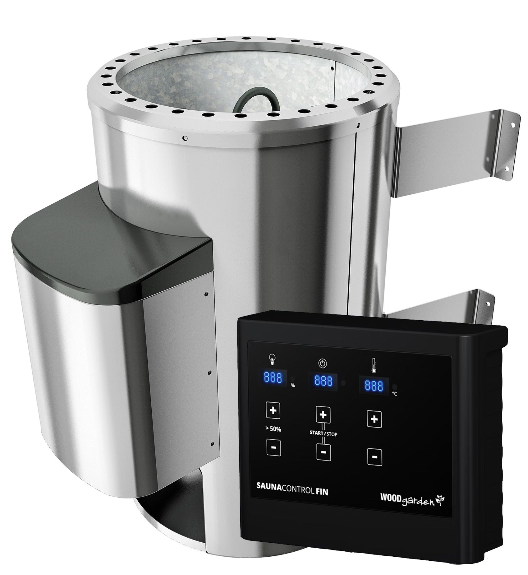 Karibu Saunaofen 3,6 kW Plug & Play finnisch mit externer Steuerung Easy schwarz