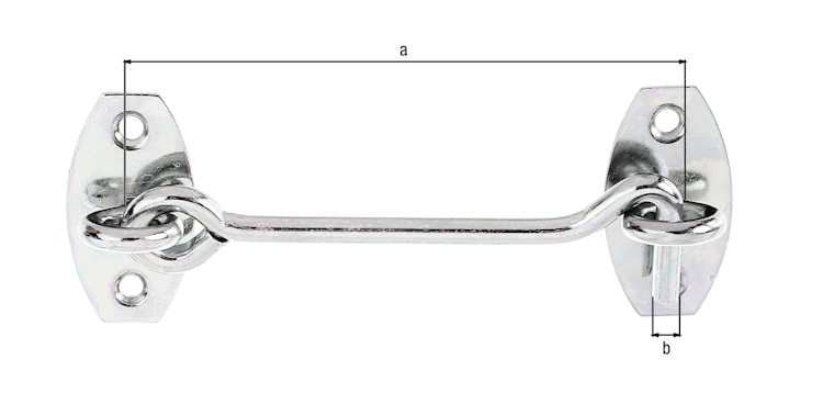 Alberts® Sturmhaken, auf Platte, galv. verzinkt dickschichtpassiviert,,z.Einschrauben,Haken ⌀5,2 mm,Karte à 1 St 903848