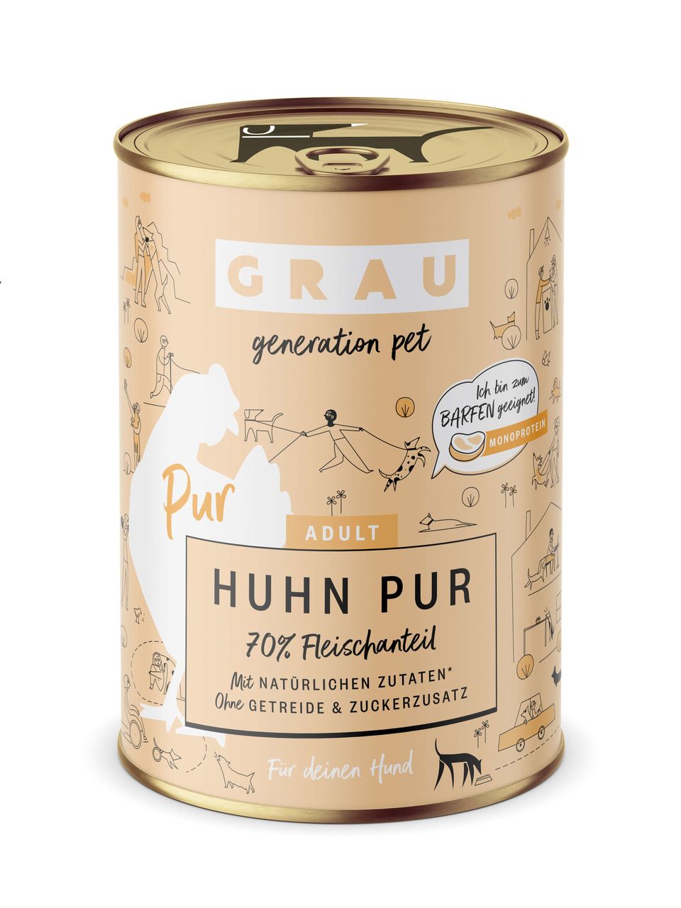 grau Hund 400 Gramm Hundenassfutter
