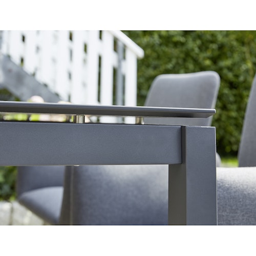 Diamond Garden Dining-Set ARONA, Edelstahl Dunkelgrau / Tuvatextil® (100 % Polyacryl) Grau / HPL