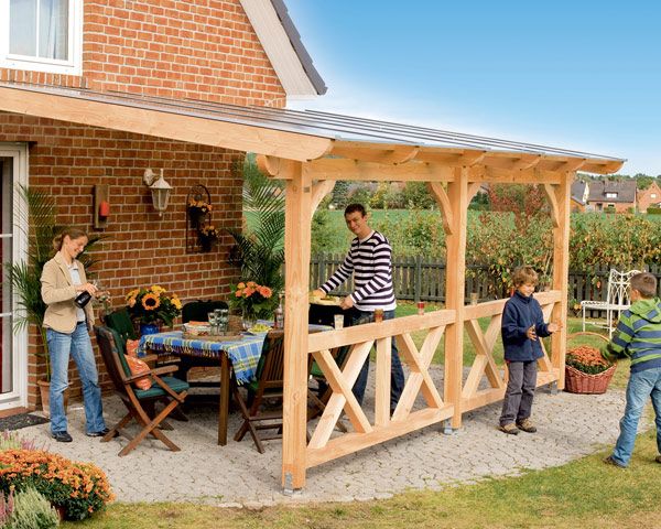 Skan Holz Terrassenüberdachung Rimini aus Douglasie mit Mittelpfosten Breite 541 cm